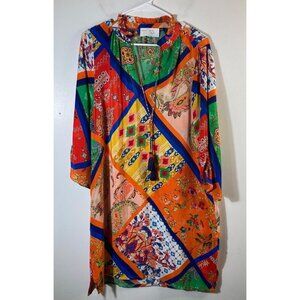 Womens Tolani Silk Sia Tuscany Dress Boho Orange Red‎ Yellow Green M Silk #20
